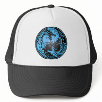 Yin Yang Dragons, blue and black Hat