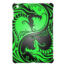 Yin Yang Dragons, green and black