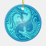 Yin Yang Dragons, light blue Ornament