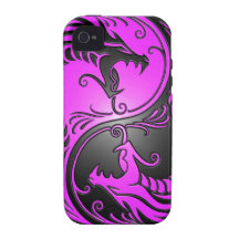 Yin Yang Dragons, purple and black iPhone 4/4S Cases