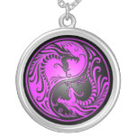 Yin Yang Dragons, purple and black Pendant