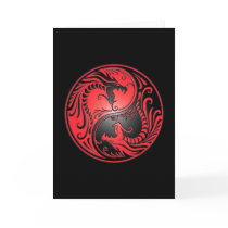 Yin Yang Dragons, red and black Greeting Card