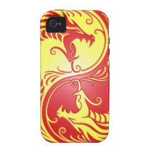 Yin Yang Dragons, red and yellow iPhone 4 Covers