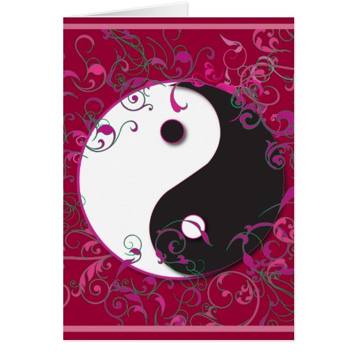 Yin & Yang Floral Design Greeting Cards