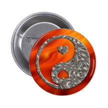 Yin & Yang / Hearts SILVER Button