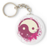 Yin Yang Pink Floral keychains