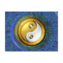 Yin-Yang Postcard, Golden Ring and Blue mosaic