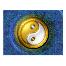 Yin-Yang Postcard, Golden Ring and Blue mosaic
