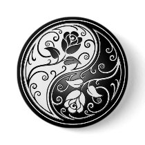 Yin Yang Roses, black Buttons