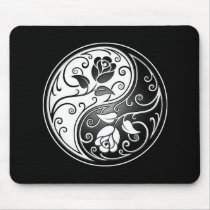 Yin Yang Roses, black Mouse Pad