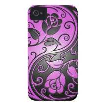 Yin Yang Roses, purple and black iPhone 4 Case-Mate Case