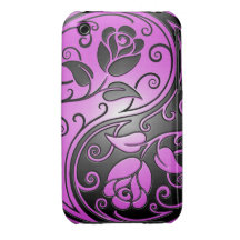 Yin Yang Roses, purple and black Case-Mate iPhone 3 Case