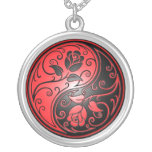Yin Yang Roses, red and black Personalised Necklace