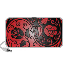 Yin Yang Roses, red and black Travelling Speaker