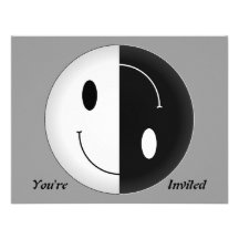 Yin Yang Smiley Custom Invitations