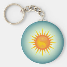 Yin yang symbol sun keychain with dark edges