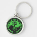 Yin Yang Tree ~ Green & Black Key Chain
