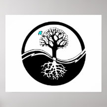Yin Yang Tree Of Life Black & White Posters