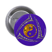 Yin & Yang / Tribal - gold silver Pin