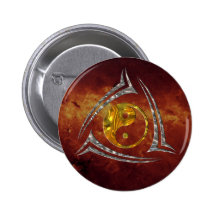 Yin & Yang / Tribal - gold silver Pinback Buttons
