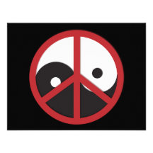 Yin-Yang with Peace sign - red Custom Announcements