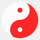 Yin Yang Ying Taoism Sign Chinese Taijitu Red Round Stickers
