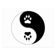 Ying Yang Paw Print Postcards