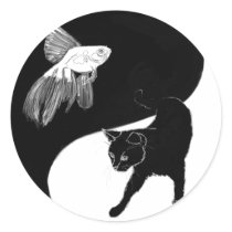 yinyang block colour lineart round sticker