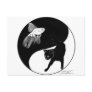 YinYang Fish and Cat - Black and White Postcard