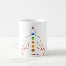 Yoga Asana Siddhasana Pose with 7 Chakras Coffee Mug