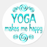 Yoga Makes Me Happy Round Stickers