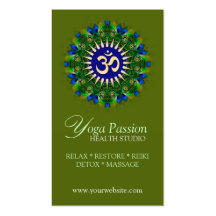 Yoga Om Green Organic New Age Business Cards