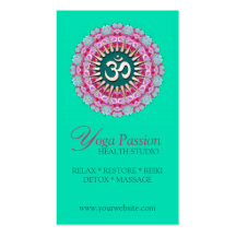 Yoga Om Pink Green New Age Business Cards