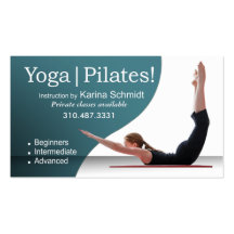 "Yoga | Pilates!" Pilates Instruction, Yoga Class Business Card Template