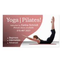 "Yoga | Pilates!" Pilates Instruction, Yoga Class Business Card Template