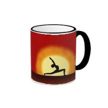 Yoga Pose Silhouette Sunrise Tea or Coffee Mugs