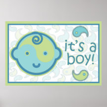 Yoga Speak Baby : It's A Boy! Announcement Poster