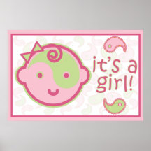 Yoga Speak Baby : It's A Girl! Announcement Poster