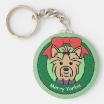 Yorkie Christmas Keychain