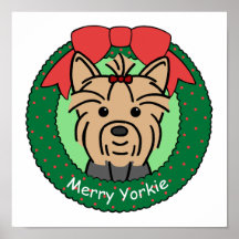 Yorkie Christmas Print