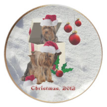 Yorkie Delightfully Cute Dated Christmas Plate