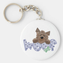 Yorkie Dog Woof (blue) Keychain