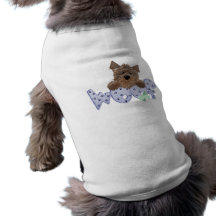 Yorkie Dog Woof (blue) Pet T Shirt