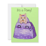 Yorkie in Polka Dot Purse Party Invitations