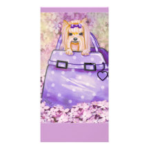 Yorkie in the Lilacs Art Print Personalised Photo Card