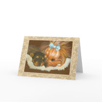 Yorkie Mama & Puppy Portrait Greeting Card