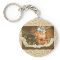Yorkie Mama & Puppy Portrait Keychain Key Chain