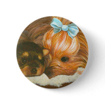 Yorkie Mama with Puppy Button Pin
