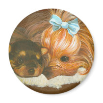 Yorkie Mama with Puppy Magnet