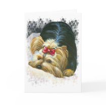 Yorkie Peek a Boo Note Card Invitations